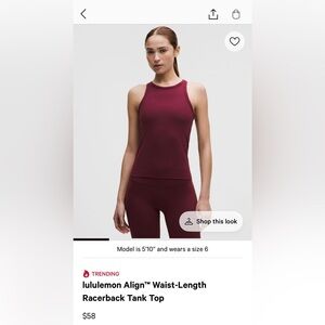 lululemon athletica Align™ Waist-Length Racerback Tank Top - Magenta